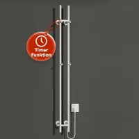 BELVIT asciugamani elettrico 150 cm doppio 120W con timer e 2 impostazioni di calore - a parete, 4 ganci, scaldasalviette elettrico per bagno