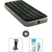 Intex Letto ad aria - 1 persona - 76 x 191 x 25 cm - Verde - Pompa e kit di riparazione