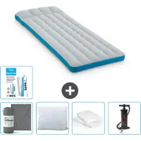 Intex Materassino da campeggio - letto francese - 72 x 189 x 20 cm - blu - lenzuolo incluso - bacio - pompa - set di riparazione en pillow protector