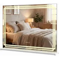 Costway Specchio cosmetico illuminato a LED , specchio per trucco, specchio Hollywood con 3 modalità di regolazione dell'intensità luminosa e comando Smart Touch 80x14x62 cm