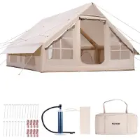 Sweiko Tende gonfiabili per il campeggio 4x3x2 m, 5-8 persone, tenda glamping in Oxford 300D con attacco per il forno, pompa a mano 2 porte e 4 finestre a rete, inclusa borsa per un facile trasporto