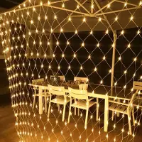 Lapamax 1.5x1,5M 96 LED luci fiabesche per interni, luci di Natale con 8 modalità, per la decorazione del giardino della festa di Natale, bianco caldo