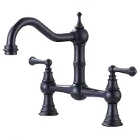LAUFERI Rubinetto da cucina, lavabo, retrò, nero, CHESTER