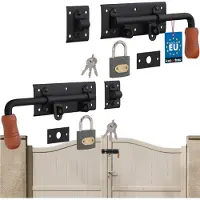 KOTARBAU Catenaccio per cancello 280 mm destra sinistra set 2 pezzi con lucchetto Catenaccio per porta Catenaccio per serratura Catenaccio per scorrimento Serratura per cancello