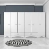 Skye Decor , F4 - 498, armadio, bianco, pannello truciolare rivestito al 100% in melamina di classe E1, 243 x 47,6 x 181 cm