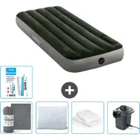 Intex Letto ad aria - 1 persona - 76 x 191 x 25 cm - verde - lenzuolo matrimoniale - bacio - pompa - set di riparazione e protezione per cuscini