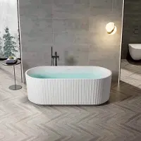 BELVIT Vasca da bagno in acrilico semi-freestanding e freestanding - vasca ad angolo o ovale, sinistra, centro e destra, 180x80 - 170x78 cm, con set di scarico