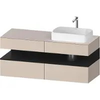 Duravit Collection One Meuble sous-vasque sur console, 2 tiroirs, découpe à droite, 1400x550x600mm, crédence en chêne noir, QA4766016910000, QA4766016910000