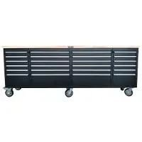 HBM Carrello portautensili con piano di lavoro in legno, 258 cm, nero