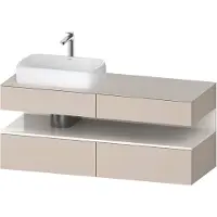 Duravit Collection One Meuble sous-vasque sur console, 2 tiroirs, 2 coulissants, découpe à gauche, 1400x550x600mm, niche blanc ultra-brillant, QA4765022910010, QA4765022910010