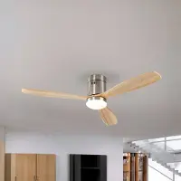 Schuller Valencia Ventilatore da soffitto LED Siroco, nichel/legno chiaro Ø 132 cm silenzioso
