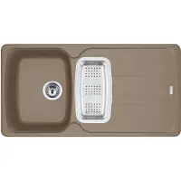 Franke ANTEA AZG 651-97 dřez CASHMERE s excentrickým ovládacím knoflíkem chrome / velikost výřezu 950 x 480 mm R27 / granitový dřez