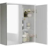 VCM Armadio bagno - armadio a specchio senza tempo con spazio di archiviazione sufficiente, dimensioni ca. H. 61 x W. 54 x D. 20 cm, pratica soluzione di stoccaggio per il bagno, Flonali