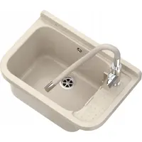 Granitan - Lavabo - Lavello - 50x34 cm - Beige - resistente agli agenti chimici - per officina e garage