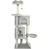 Youjia tiragraffi per gatti da 140 cm, diversi livelli, tiragraffi in sisal, grotte, piattaforme in peluche, amaca, scaletta, palline da gioco