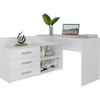 BellaFurn Scrivania angolare funzionale DANY con 3 cassetti – Scrivania a forma di L | Colore: bianco opaco | 120x50x76 cm