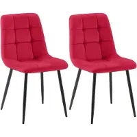 BellaFurn set di 2 sedie da pranzo - Sedie da cucina - Design a bassa manutenzione | Colore: Rosso | Materiale: Morbido