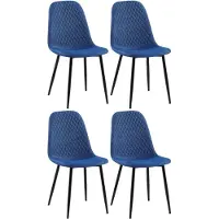 BellaFurn set di 4 sedie da pranzo - Aggiornato - Di facile manutenzione - Design | Colore: blu | Materiale: polvere
