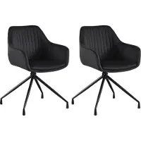 BellaFurn set di 2 sedie da pranzo - sedie a secchiello - lussuoso comfort di seduta e funzione girevole | Colore: Nero | Materiale: Morbido