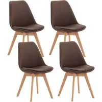 BellaFurn set di 4 sedie da pranzo - sedie da cucina - comode e facili da pulire | Colore: Marrone | Materiale: Polvere