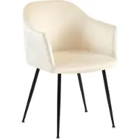 BellaFurn Poltrona da pranzo - Poltrona in velluto - Elevato comfort di seduta, design senza tempo | Colore: crema