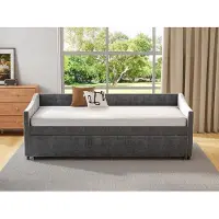 ProximaX Divano-letto 90x200 cm in velluto grigio, estensibile 180x200 cm con martinetti idraulici, tasche laterali e design moderno