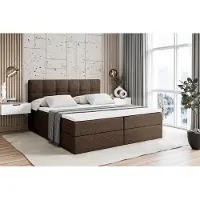 ALTDECOR Letto a molle insacchettate con materasso H3 (altezza 20 cm) con sospensione Bonell + PUR, topper (altezza 4 cm), letto imbottito con testata e rete MARCE 180x200 - Marrone Inari 24