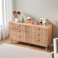 ProximaX Cassettiera con 6 cassetti | mobile credenza in colore naturale | cassettiera effetto legno per camera da letto e soggiorno