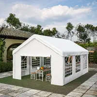 Great han Garage per auto bianco 4x6 m con porte avvolgibili anteriori e posteriori, resistente alle intemperie, tetto e pareti laterali rimovibili