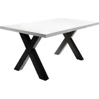 58 aufm Kessel Tavolo da pranzo Eike 8 140 x 90 x 75 Tavolo da pranzo acciaio nero/laccato bianco opaco 13454-140