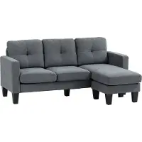HOMCOM Divano ad angolo con chaise longue reversibile, a forma di L, effetto lino