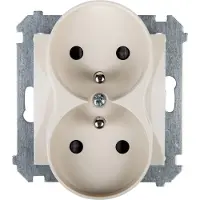 Kontakt-Simon Simon 54 Presa doppia c/u 16A IP20 con copri guida crema DGZ2MZ.01/41