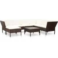 Prolenta Maison Exclusive - Set da giardino 8 pezzi con cuscini in polyrattan marrone