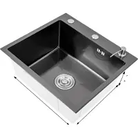 OEM Lavello da cucina, vasca grande e profonda, acciaio inox resistente, nero