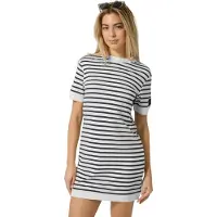 Super.natural Women's Casual Stripe Bio Dress Abito Donna (L, bianco/grigio)