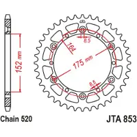 JT Sprockets Pignone Posteriore Yamaha Jta853.40blk Aluminium