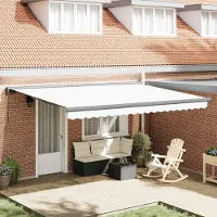 Prolenta Maison Exclusive - Tenda da sole manuale, 4 x 3 metri, bianca, 100% poliestere