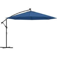 Syfax Ombrellone a Sbalzo con Palo e Luci a LED Azzurro 350 cm