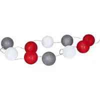Levandeo stringa di 10 luci LED Ø6cm ghirlanda lanterne cotone rosso grigio bianco decorazione