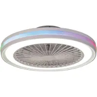 Mantra-Iluminacion Ventilatore da soffitto LED per gamer, bianco, DC, silenzioso, Ø 47 cm, CCT RGB