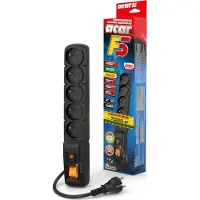 Acar HSKDATA W0103 Striscia di alimentazione e filtro F5, nera 5 m, spina diritta
