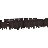 vidaXL Set da pranzo da giardino , 17 pezzi, con cuscini, colore marrone, materiale: PP