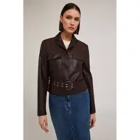 Motivi Coated Fabric Jacket With Belt Brown Taglia: 42 | Bomber Outlet | Donna | Marrone