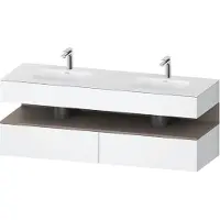 Duravit Collection One lavabo à encastrer avec meuble sous-vasque en console, 1600x550x600mm, niche basalte mat, lavabos doubles, QA4797043180010, QA4797043180010