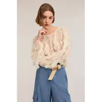 Motivi Long-sleeved Lace Blouse With Ruching White Taglia: 38 | Magliette intime Outlet | Donna | Bianco