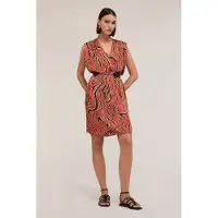 Motivi Short Satin Crossover Dress With Print Orange Taglia: 36 | Abiti Mini Outlet | Donna | Bianco