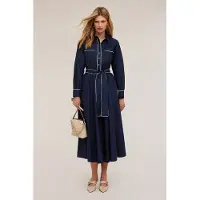 Motivi Poplin Chemisier Dress With Profiles Blue Taglia: 36 | Maxi abiti Outlet | Donna | Blu