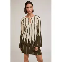 Motivi Pleated Effect Lurex Knit Striped Dress Military Green Taglia: XS | Abiti Mini Outlet | Donna | Verde
