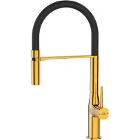 Laveo Miscelatore verticale di design per lavello con bocca a U oro/nero