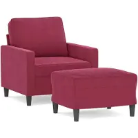 vidaXL Poltrona con sgabello rosso vino 60 cm in velluto